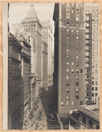 (NEW YORK CITY.) Irving Underhill, photographer. Pair of large-format photographs of Wall Street and the New York Stock Exchange.